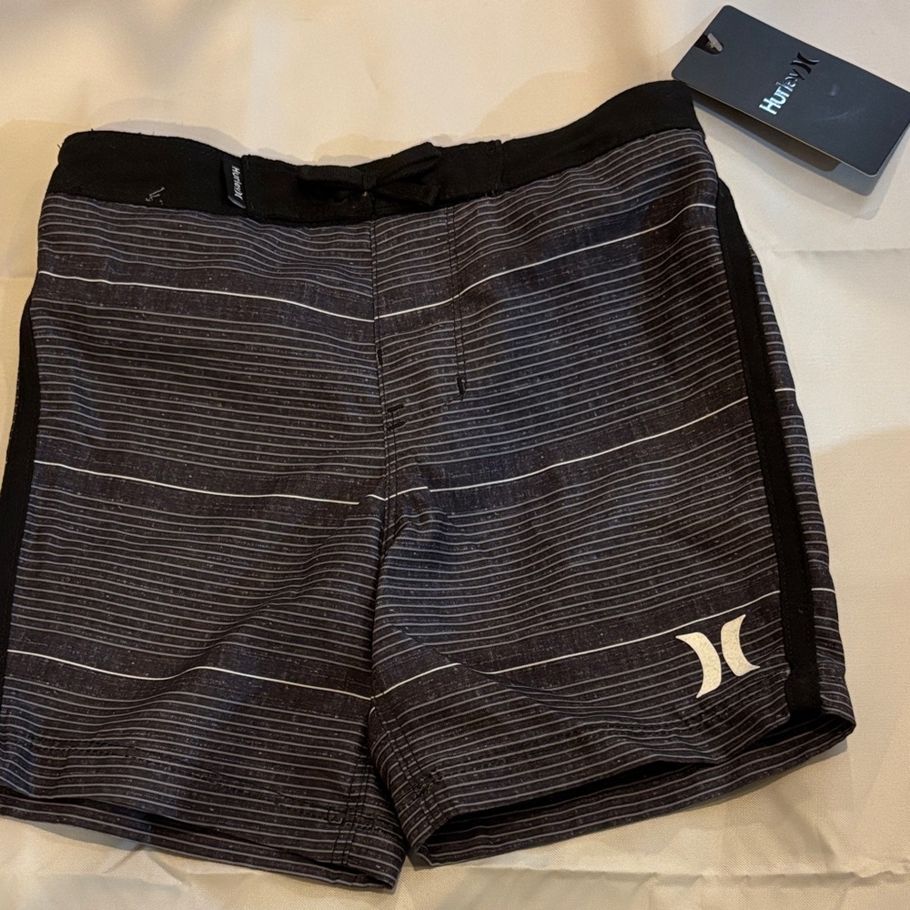 Hurley Striped Swim Shorts Trunks 3T Black/Gray NWT